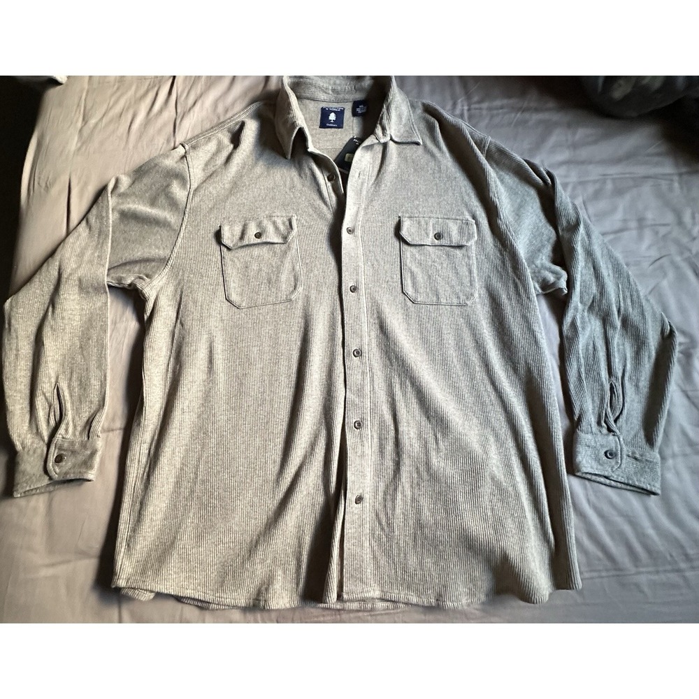 Y2K roundtree and yorke long sleeve outdoors Shirt 100% cotton button-down Taupe